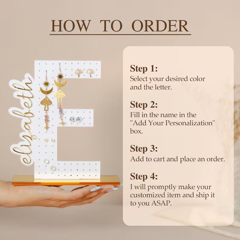 Personalized Earring Holder - Birthday Gift for Her - Canvasgiftco