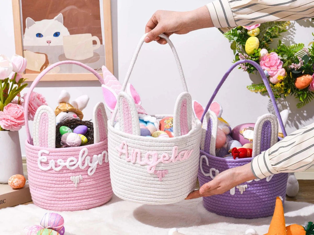 Personalized Easter Bunny Basket for Kids - Canvasgiftco