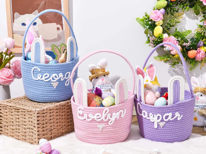 Personalized Easter Bunny Basket for Kids - Canvasgiftco