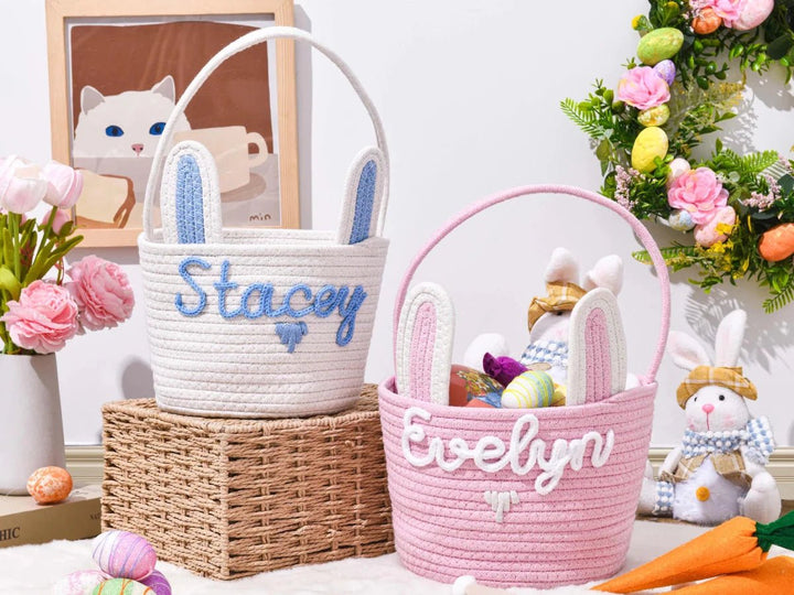 Personalized Easter Bunny Basket for Kids - Canvasgiftco