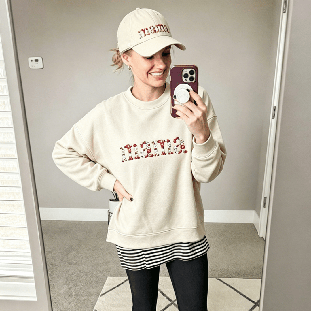 Personalized Embroidered Floral and Text Hat - A Gift for Mom - Canvasgiftco