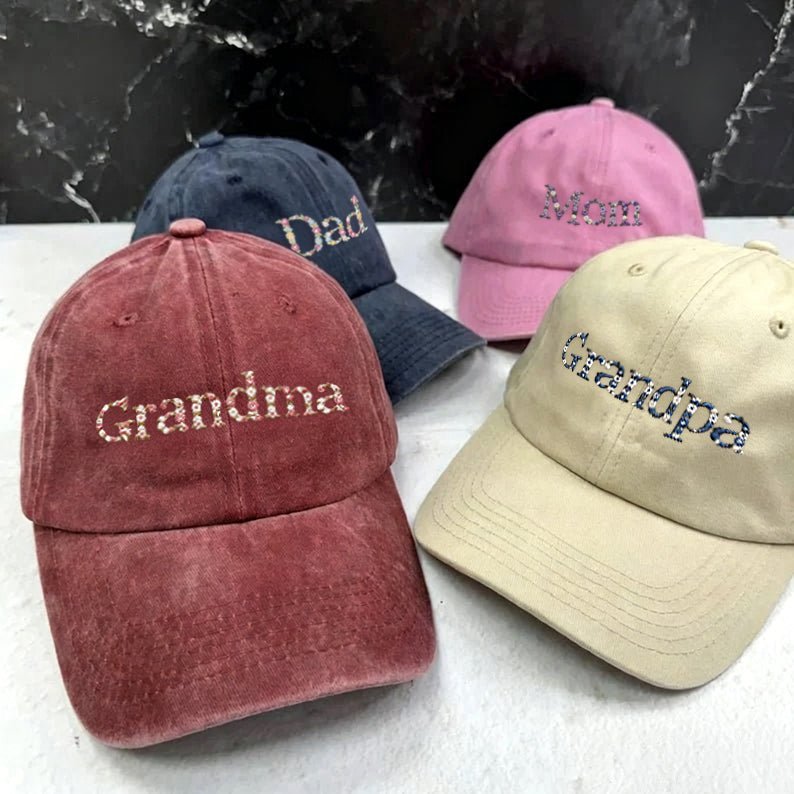 Personalized Embroidered Floral and Text Hat - A Gift for Mom - Canvasgiftco