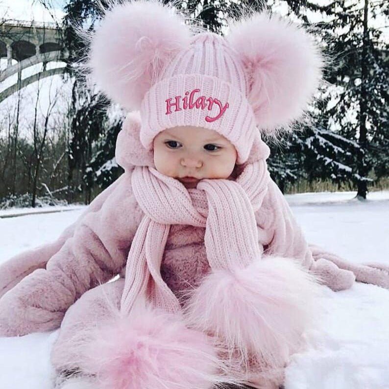 Personalized Embroidery Kid Pom Pom Hat - Canvasgiftco
