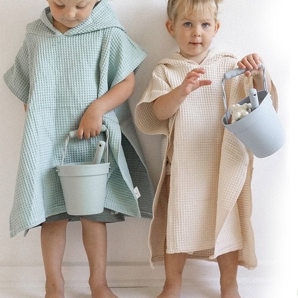 Personalized Embroidery Kids Waffle Bathrobe Cape - Suitable For Children Aged 2-7 - Canvasgiftco
