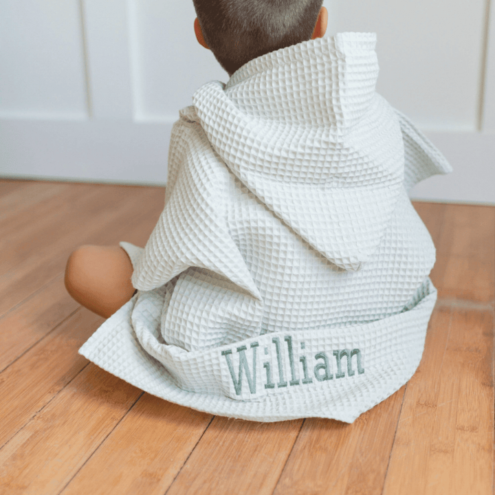 Personalized Embroidery Kids Waffle Bathrobe Cape - Suitable For Children Aged 2-7 - Canvasgiftco