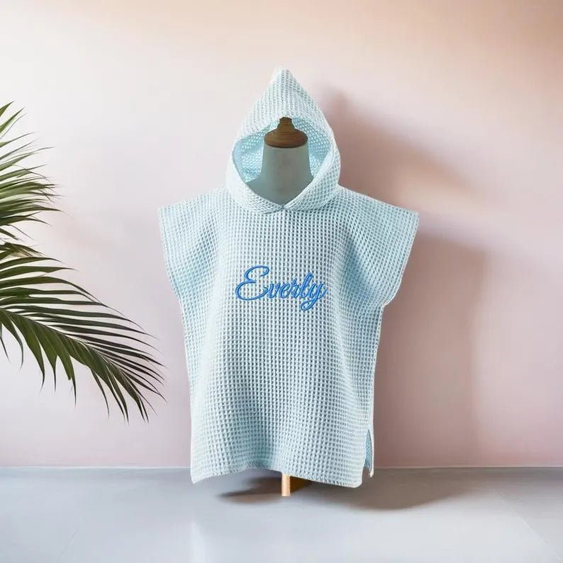 Personalized Embroidery Kids Waffle Bathrobe Cape - Suitable For Children Aged 2-7 - Canvasgiftco