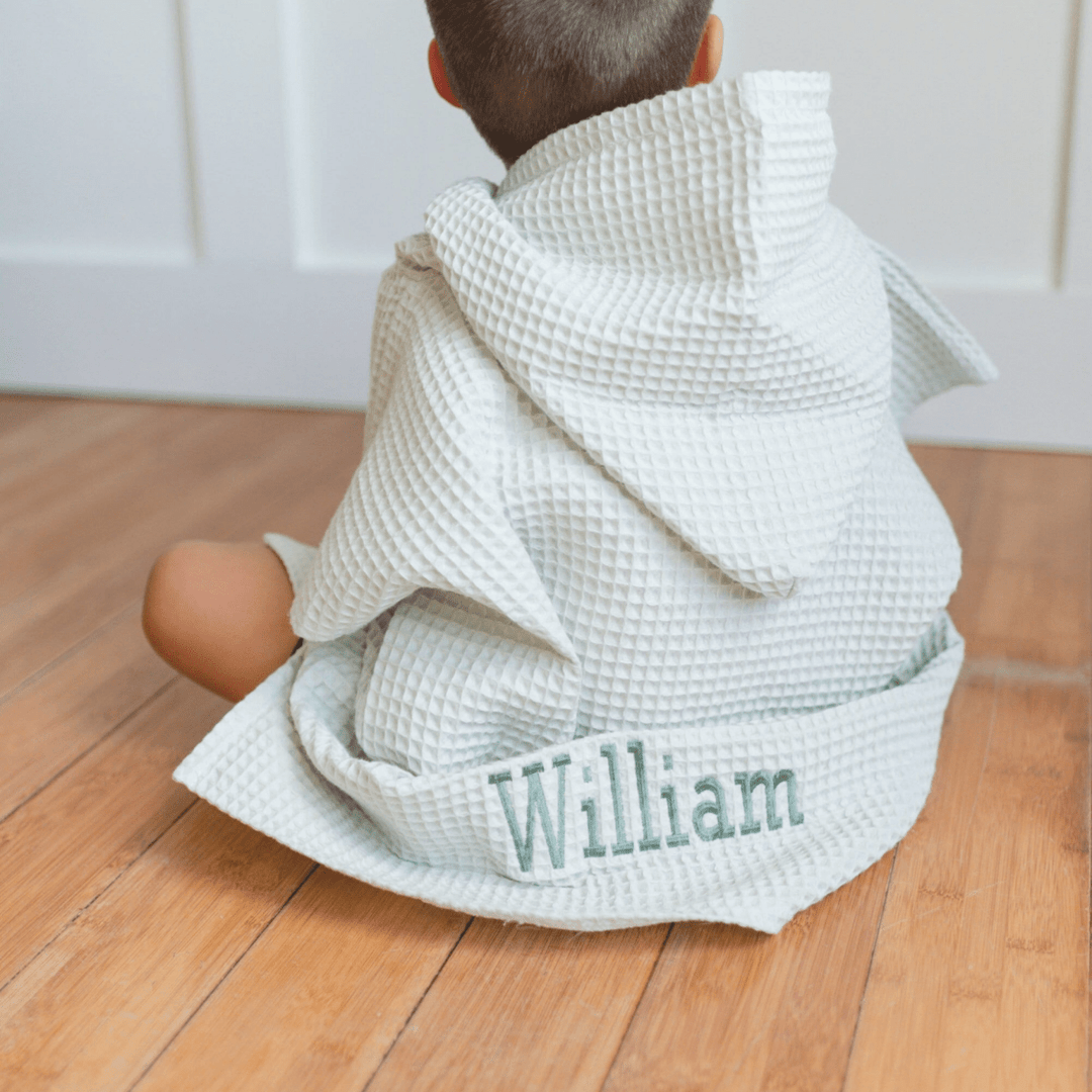 Personalized Embroidery Kids Waffle Bathrobe Cape - Suitable For Children Aged 2 - 7 - Canvasgiftco