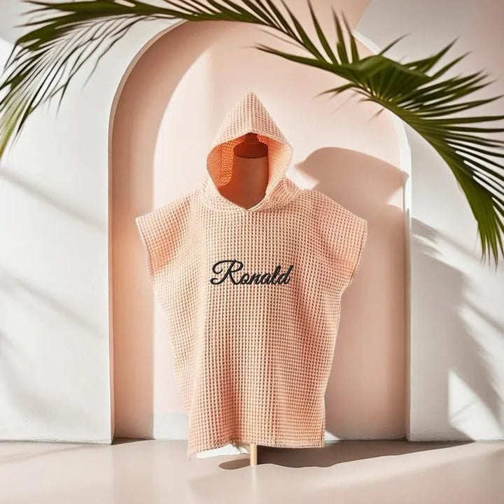 Personalized Embroidery Kids Waffle Bathrobe Cape - Suitable For Children Aged 2-7 - Canvasgiftco