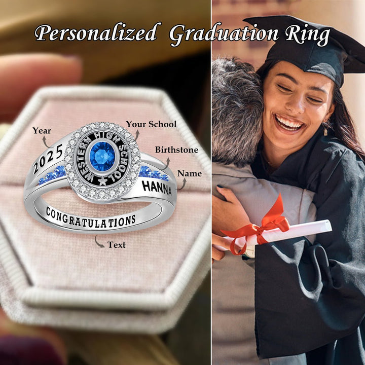 Personalized Engraved Birthstone Graduation Ring Gift for Graduates - Canvasgiftco