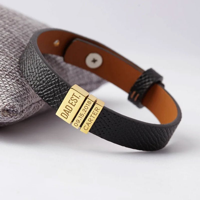 Personalized Father's Day Bracelet – Custom Engraved Gift for Dad - Canvasgiftco