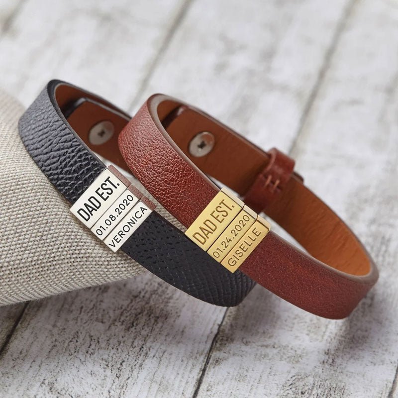 Personalized Father's Day Bracelet – Custom Engraved Gift for Dad - Canvasgiftco