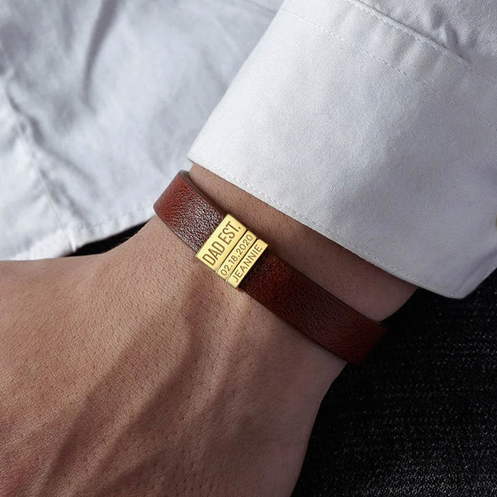 Personalized Father's Day Bracelet – Custom Engraved Gift for Dad - Canvasgiftco