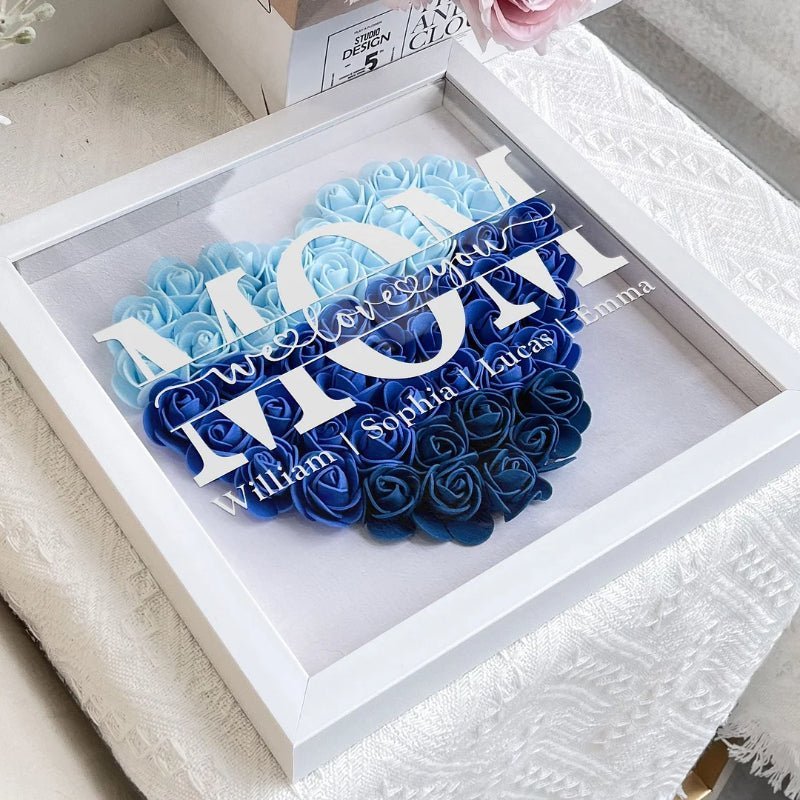 Personalized Flower Heart Shadowbox for Mom - Canvasgiftco