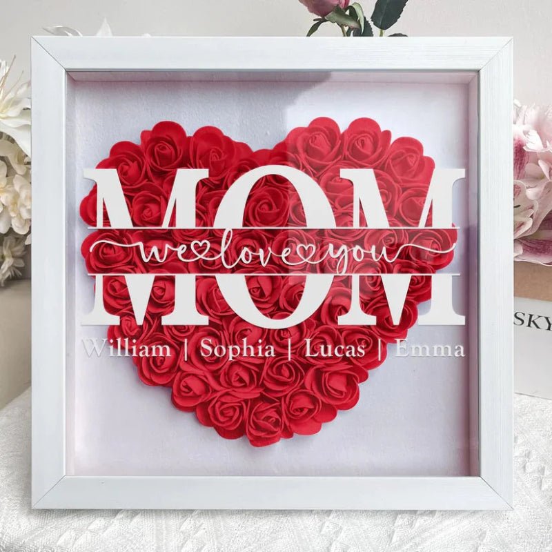 Personalized Flower Heart Shadowbox for Mom - Canvasgiftco