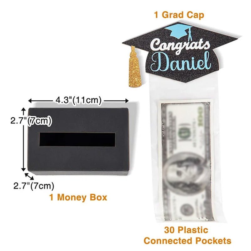 Personalized Glitter Graduation Cap Pull Out Money Gift Box Money Holder - Canvasgiftco