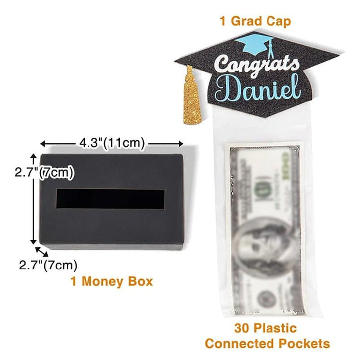 Personalized Glitter Graduation Cap Pull Out Money Gift Box Money Holder - Canvasgiftco