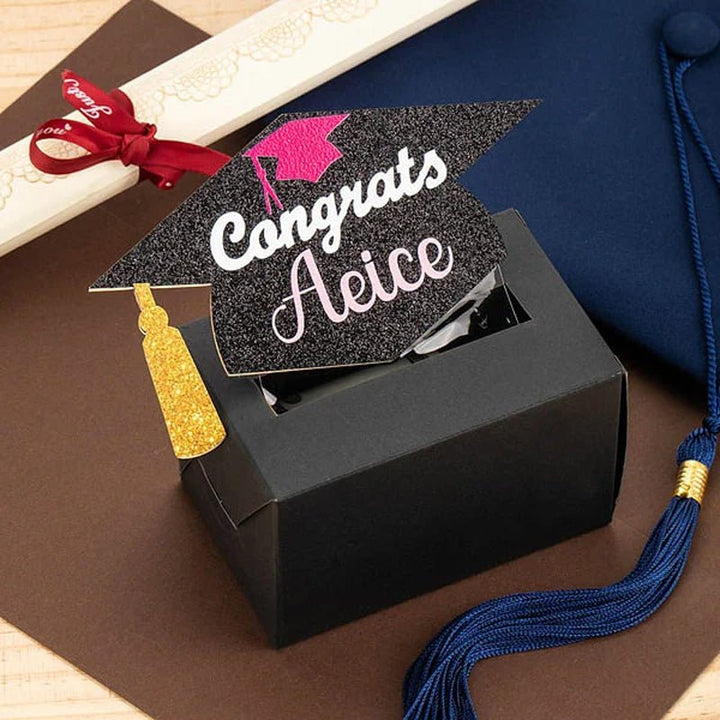 Personalized Glitter Graduation Cap Pull Out Money Gift Box Money Holder - Canvasgiftco