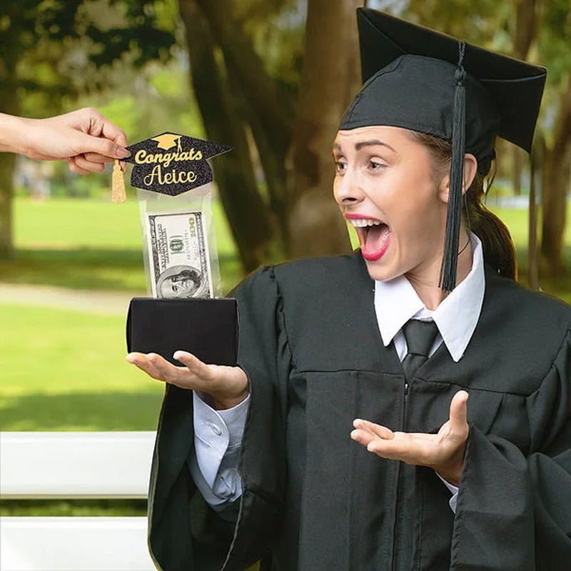 Personalized Glitter Graduation Cap Pull Out Money Gift Box Money Holder - Canvasgiftco
