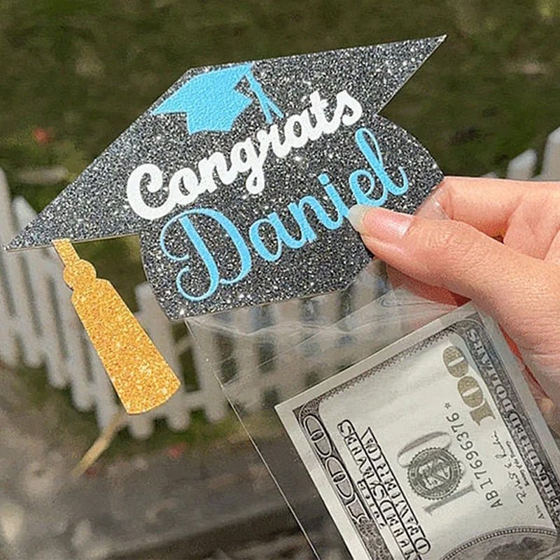 Personalized Glitter Graduation Cap Pull Out Money Gift Box Money Holder - Canvasgiftco