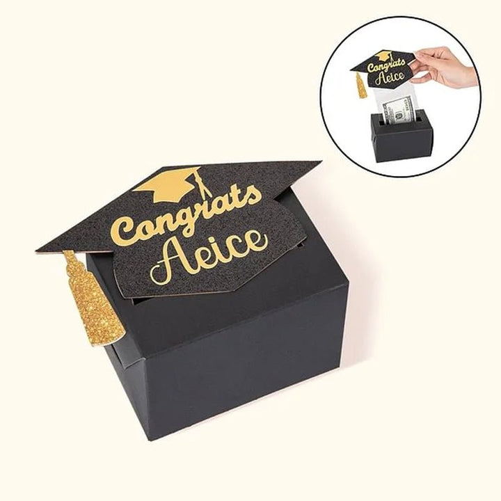 Personalized Glitter Graduation Cap Pull Out Money Gift Box Money Holder - Canvasgiftco
