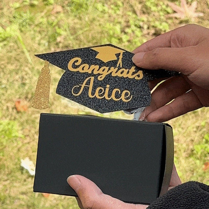 Personalized Glitter Graduation Cap Pull Out Money Gift Box Money Holder - Canvasgiftco