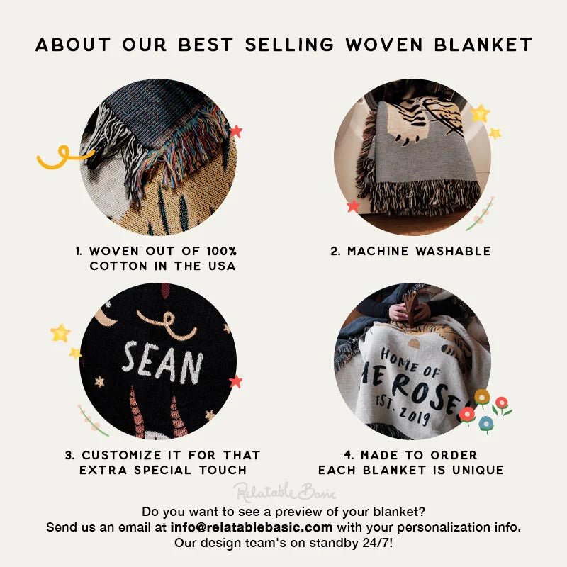 Personalized Gothic Skeleton Couple Woven Blanket – Custom Zodiac & Names Blanket - Canvasgiftco
