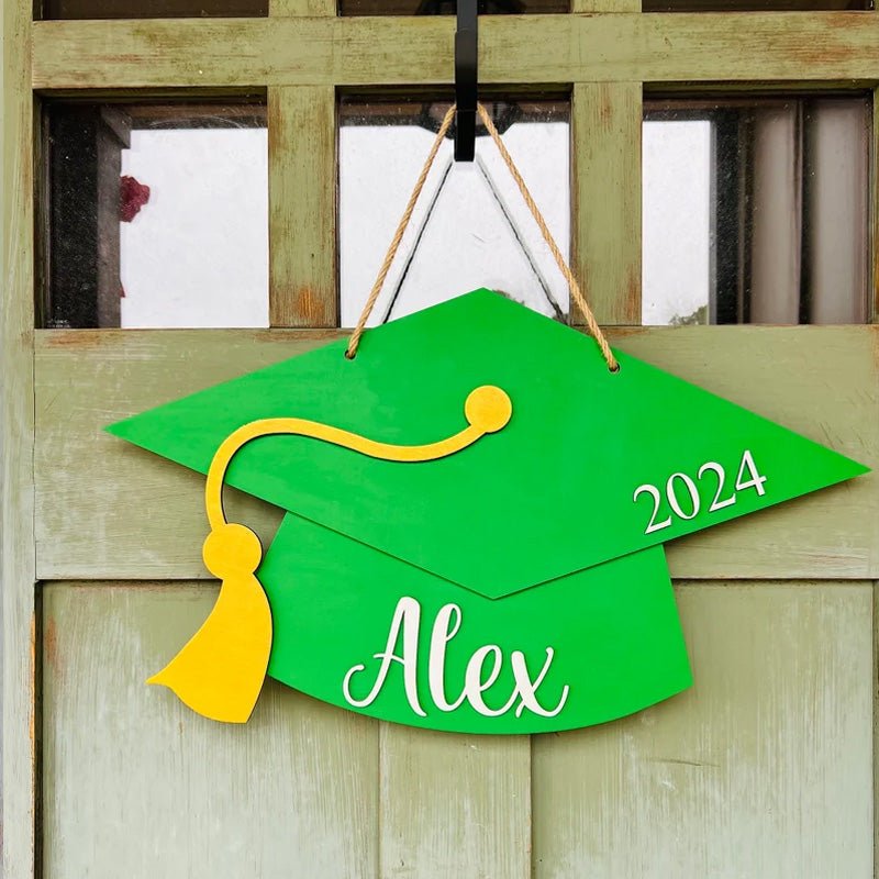 Personalized Graduation Door Hanger 2026 Graduation Gift - Wooden Grad Cap Sign - Canvasgiftco