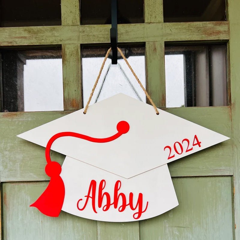 Personalized Graduation Door Hanger 2026 Graduation Gift - Wooden Grad Cap Sign - Canvasgiftco