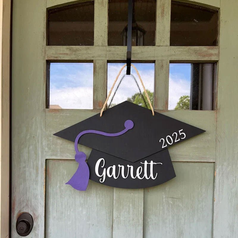 Personalized Graduation Door Hanger 2026 Graduation Gift - Wooden Grad Cap Sign - Canvasgiftco