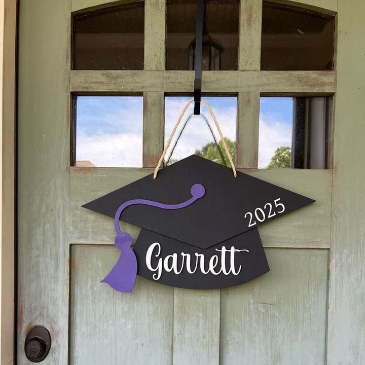 Personalized Graduation Door Hanger 2026 Graduation Gift - Wooden Grad Cap Sign - Canvasgiftco