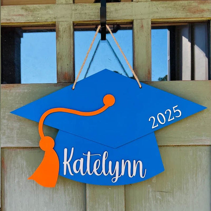 Personalized Graduation Door Hanger 2026 Graduation Gift - Wooden Grad Cap Sign - Canvasgiftco