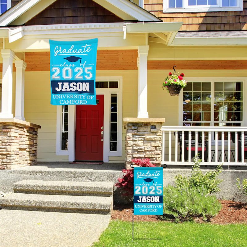 Personalized Graduation Garden Flag with Name and School Name - Canvasgiftco