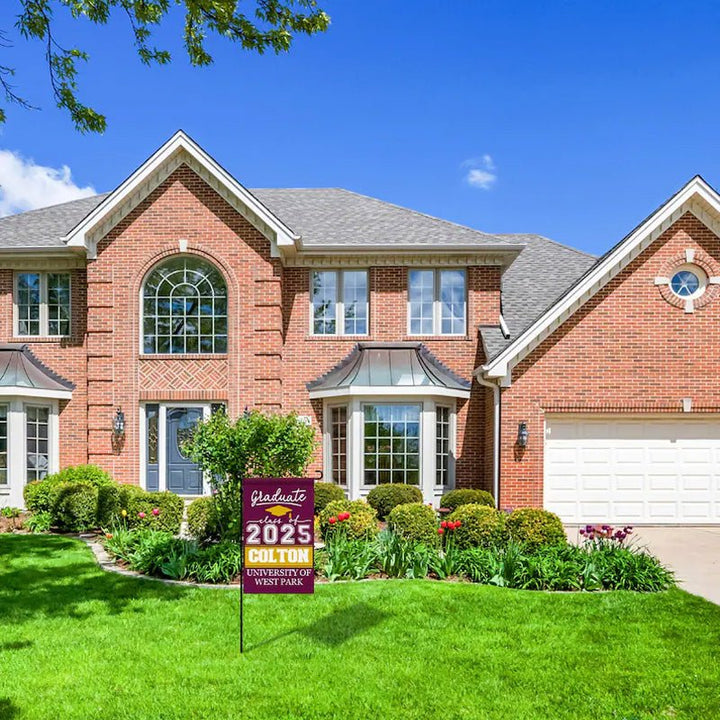 Personalized Graduation Garden Flag with Name and School Name - Canvasgiftco