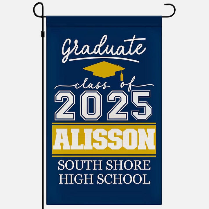 Personalized Graduation Garden Flag with Name and School Name - Canvasgiftco
