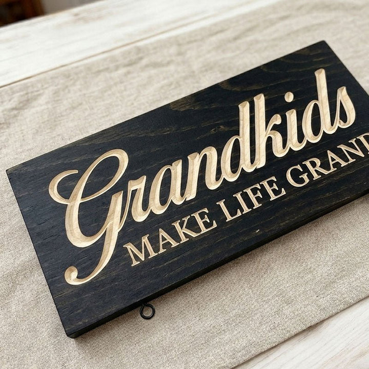 Personalized Grandkids Hanging Sign | 2024 Version Engraved Design - Canvasgiftco