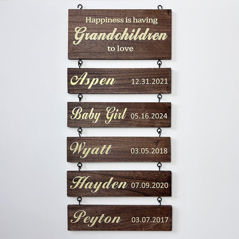 Personalized Grandkids Hanging Sign | 2024 Version Printed Design - Canvasgiftco