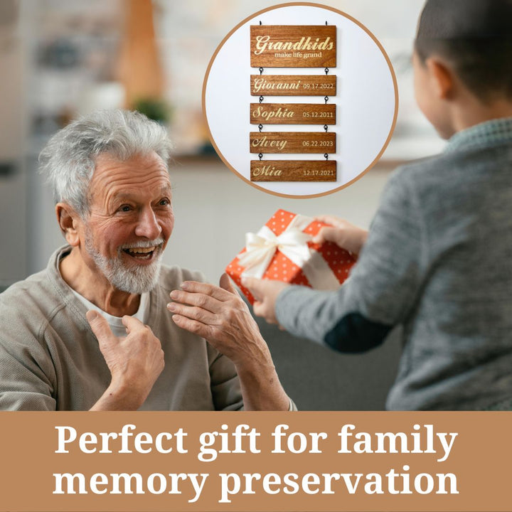 Personalized Grandkids Hanging Sign | 2024 Version Printed Design - Canvasgiftco