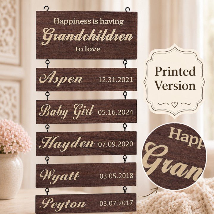 Personalized Grandkids Hanging Sign | Printed Version - Canvasgiftco
