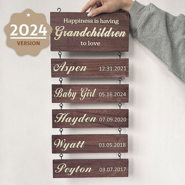 Personalized Grandkids Hanging Sign | Printed Version - Canvasgiftco