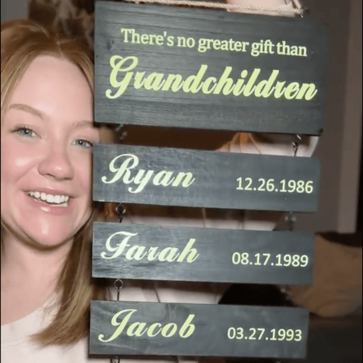 Personalized Grandkids Hanging Sign | Printed Version - Canvasgiftco