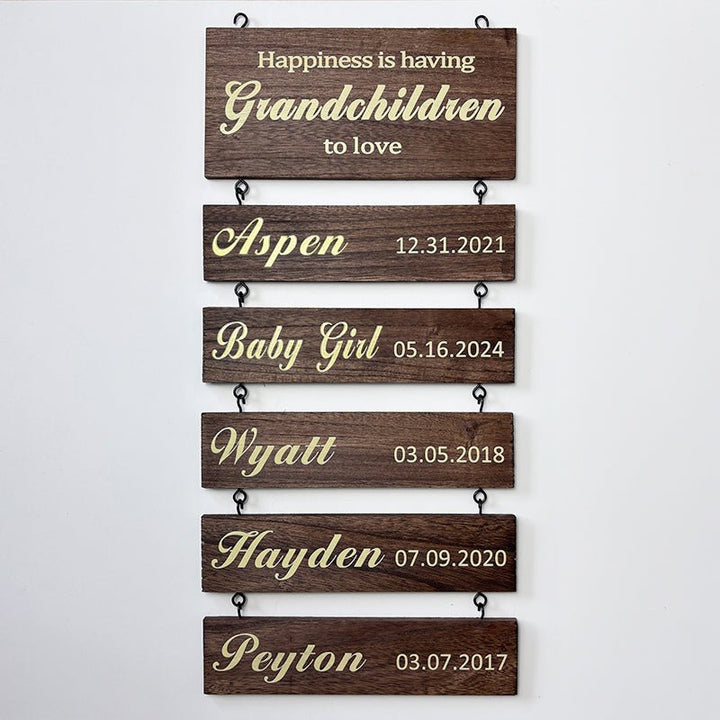 Personalized Grandkids Hanging Sign | Printed Version - Canvasgiftco