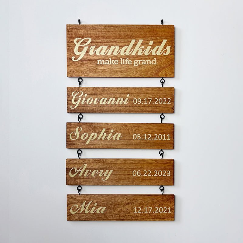 Personalized Grandkids Hanging Sign | Printed Version - Canvasgiftco