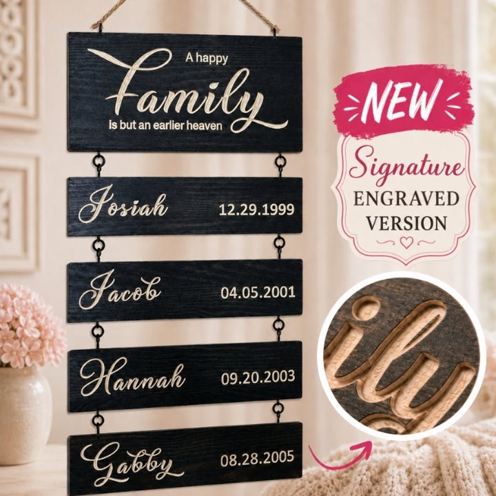 🆕 Personalized Grandkids Hanging Sign | Signature Engraved Version - Canvasgiftco