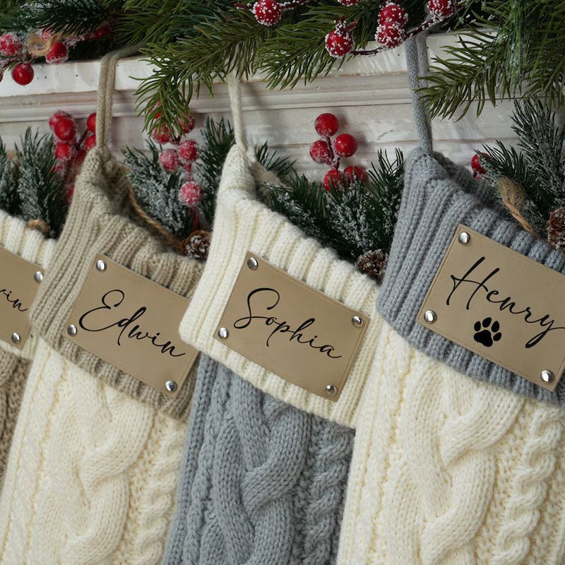 Personalized Hand Embroidered Christmas Stocking Decorations, Sock Gift Bags - Canvasgiftco