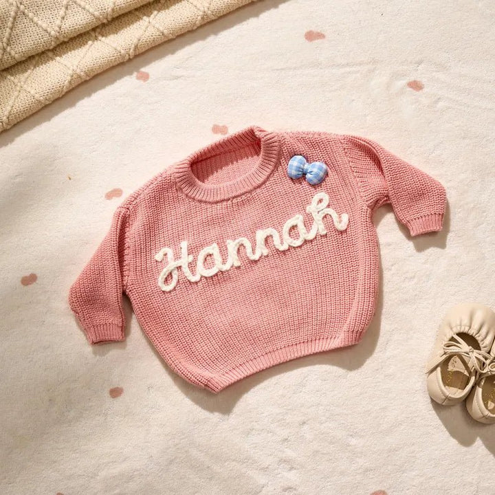 Personalized Hand-Knitted Baby Sweaters - A Hand-Embroidered Sweater Made for Baby’s First Memories - Canvasgiftco