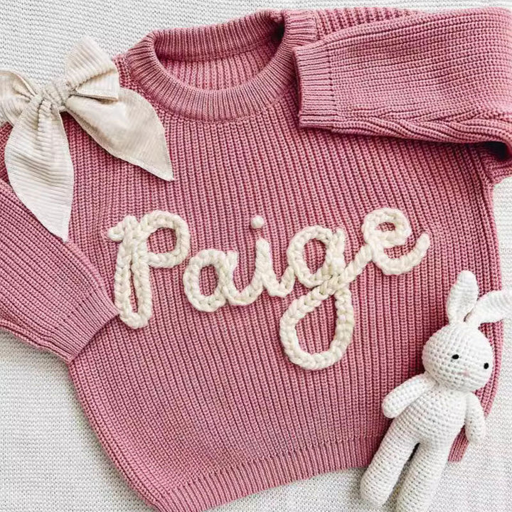 Personalized Hand-Knitted Baby Sweaters - A Hand-Embroidered Sweater Made for Baby’s First Memories - Canvasgiftco