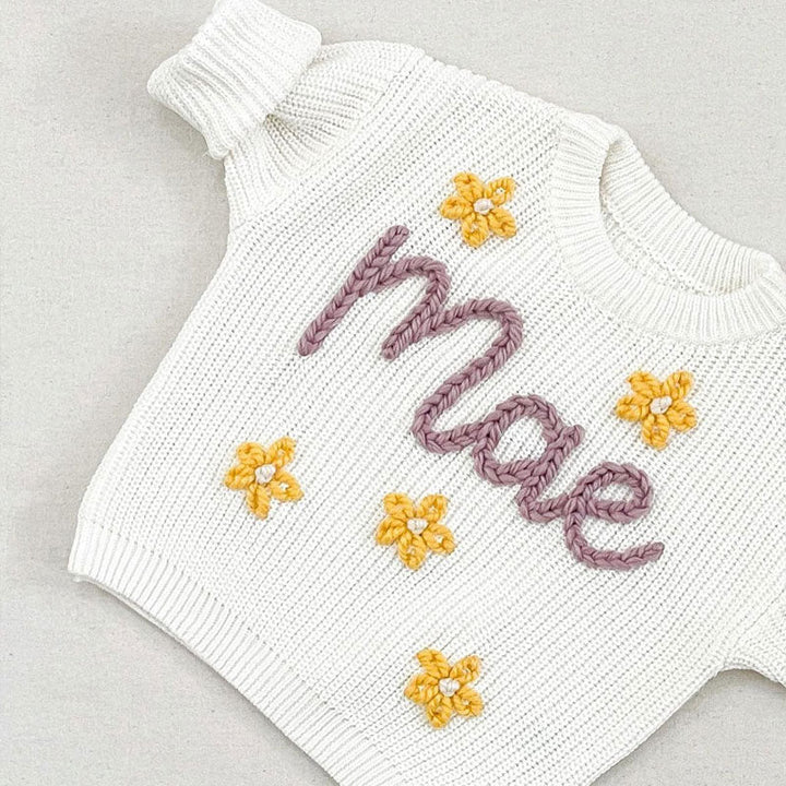 Personalized Hand-Knitted Baby Sweaters - A Hand-Embroidered Sweater Made for Baby’s First Memories - Canvasgiftco