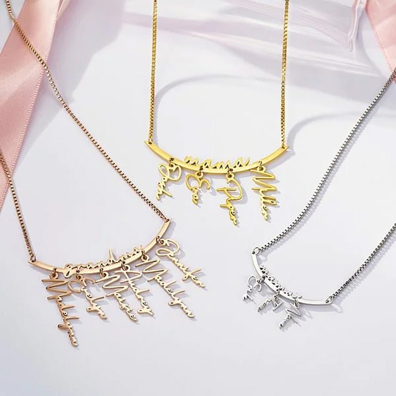 Personalized Hanging Names Family Necklace - Canvasgiftco