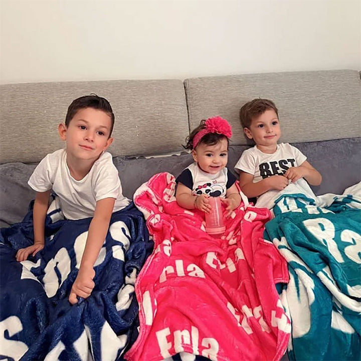 Personalized High-Quality Super Soft Name Family Blanket Birthday Christmas Gift for Kid Family - Canvasgiftco