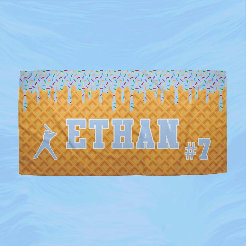 Personalized Ice Cream Drip Baseball Beach Towel - Canvasgiftco